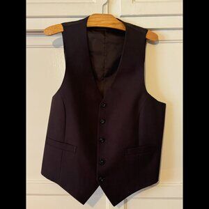 Vintage 70's Brown Poly Formal Dress Vest | 5 button | 2 pocket | Medium (40R)